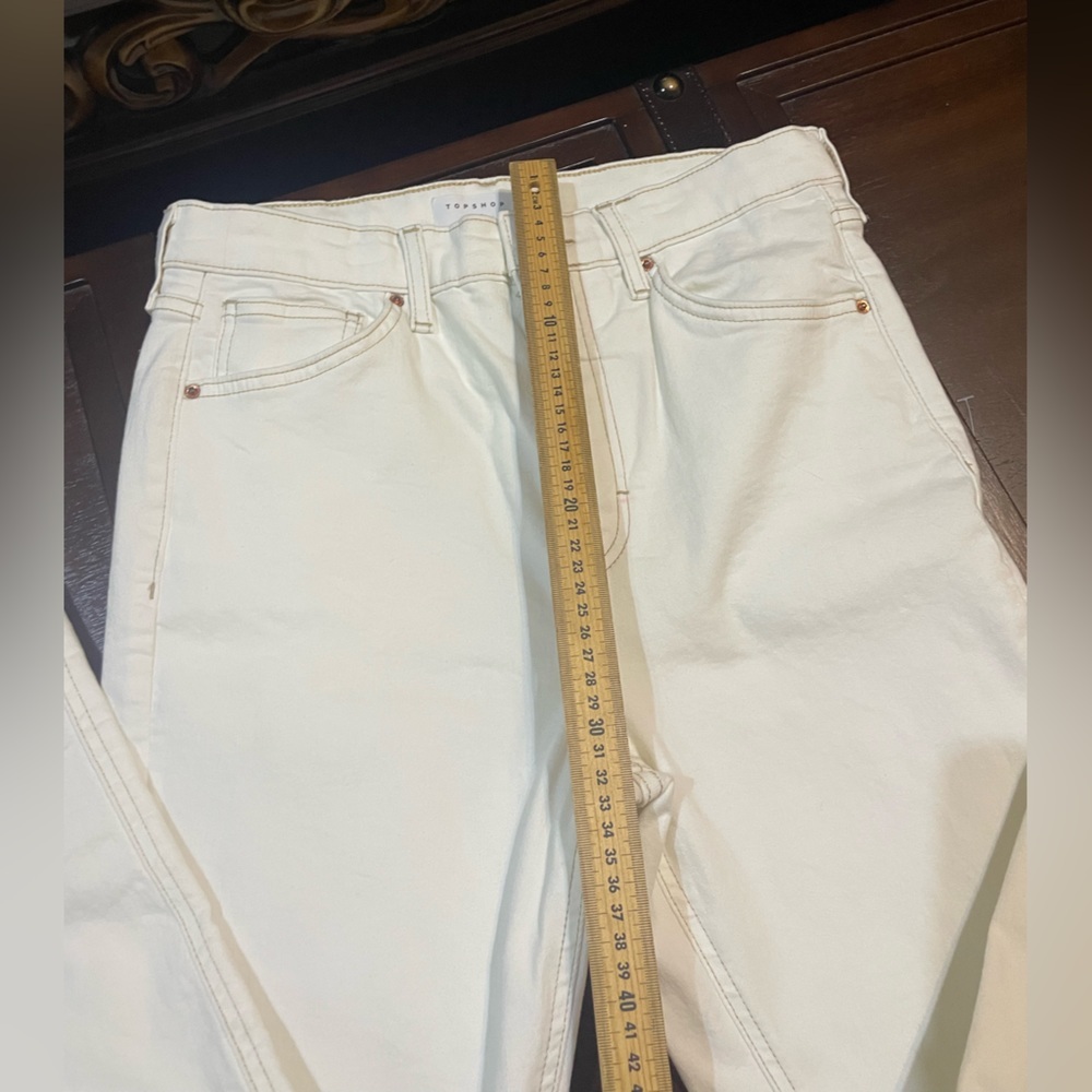 white denim pants topshop size l w 32‎ / 81 cm long - Picture 4 of 15